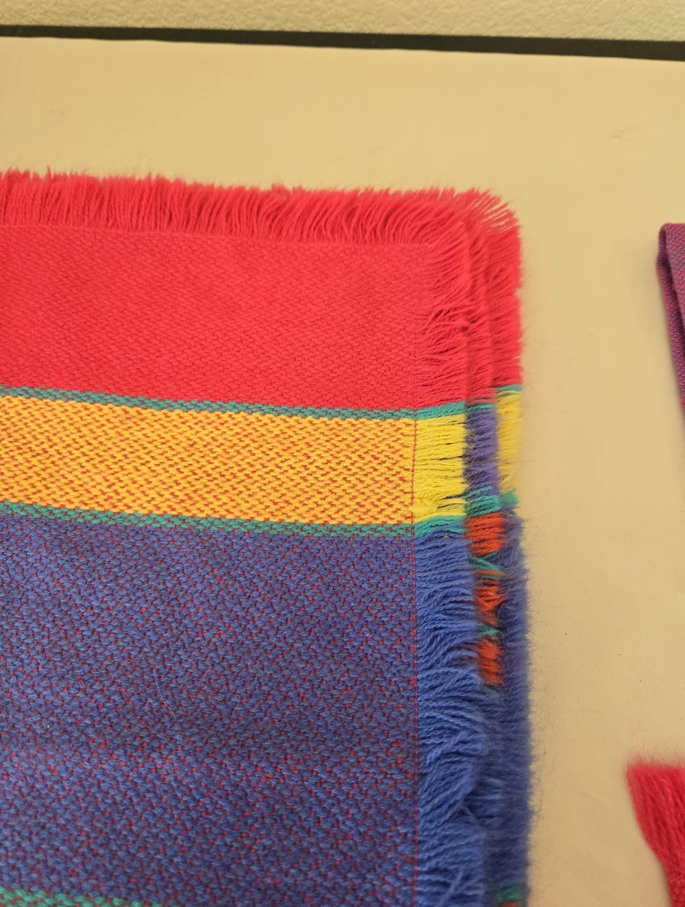 Vibrant Mexican Inspired Woven Cotton Fringe Placemats & Napkins Set Of 6 Each